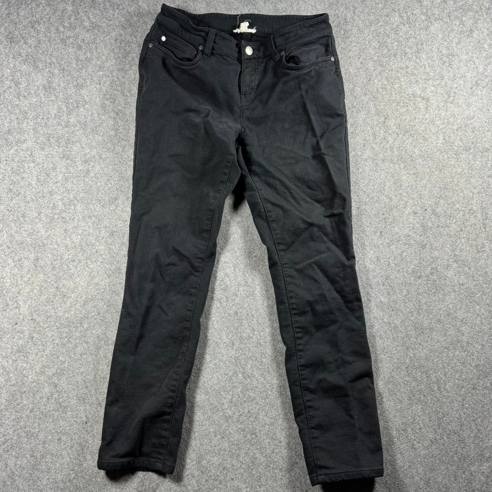 Eileen Fisher Black Organic Cotton Stretch Slim Straight Leg Jeans Size 4P